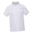 thumbnail image 5 of Men Women Chef Jacket Short Sleeve Top Cooker Comfortable Catering Shirt Uniform White 2XL, 5 of 8