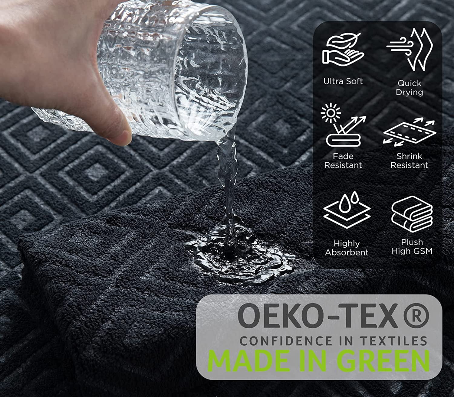 Jessy Home 4 Pack Bath Towels Black Oversized Bath Sheet 35"x70"-600 GSM Soft Extra Large Bath Towel Set