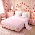 thumbnail image 4 of Meiyoeat Cute Gold Letter D Full Size Bedding Sets 7 Pieces for Girls, Strawberry Stripe Print Full Size Bed in a Bag, Pink Red,Pink Reversible, 4 of 6