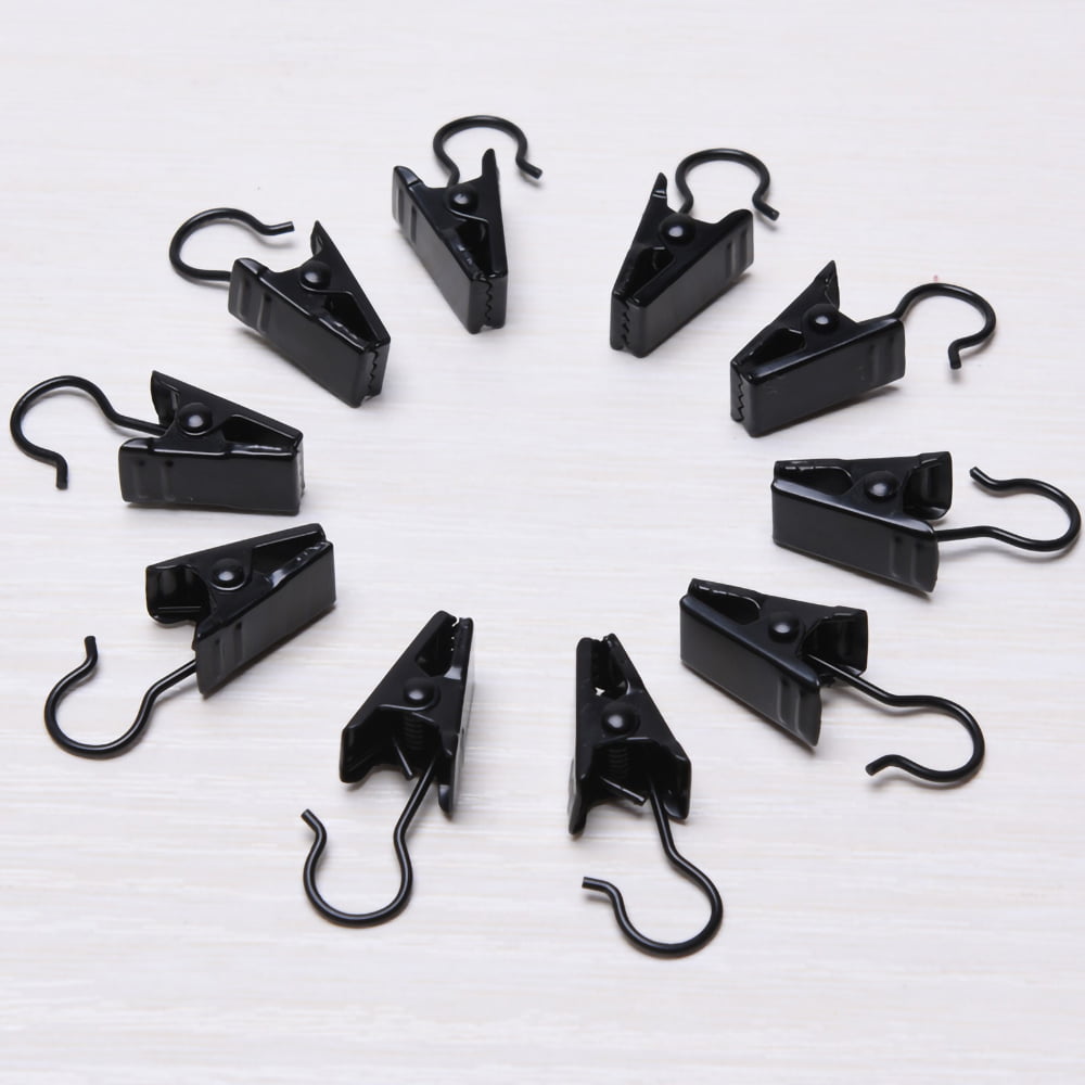 baotongle Hanging Curtain Clips Curtain Hook Clips Hanger Connector Accessories for DIY,Photos,Home Decoration Black 120 pcs Metal Hook Clips
