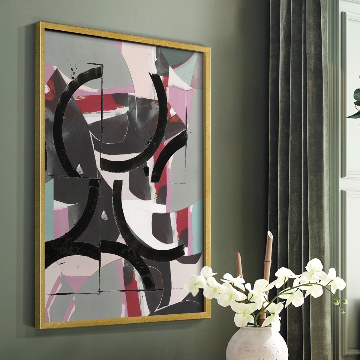 Cartissi Space II Framed Print in Gold Solid Wood Framed Print No Nail Hanging