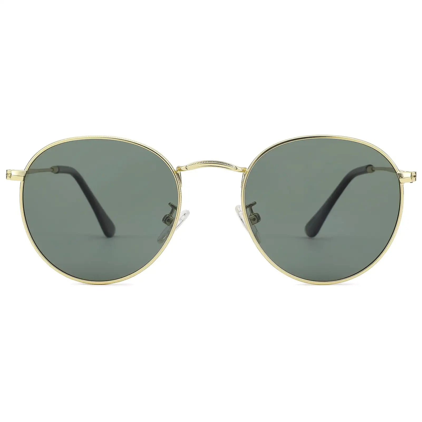 Azorb Round Polarized Sunglasses for Women Men Gold Sunglasses ...