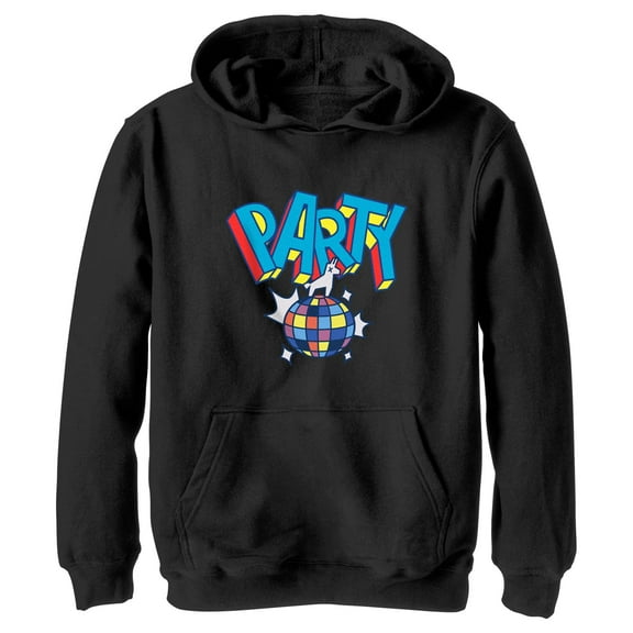 Boy's Fortnite Loot Drop Party Llama Pull Over Hoodie Black Large