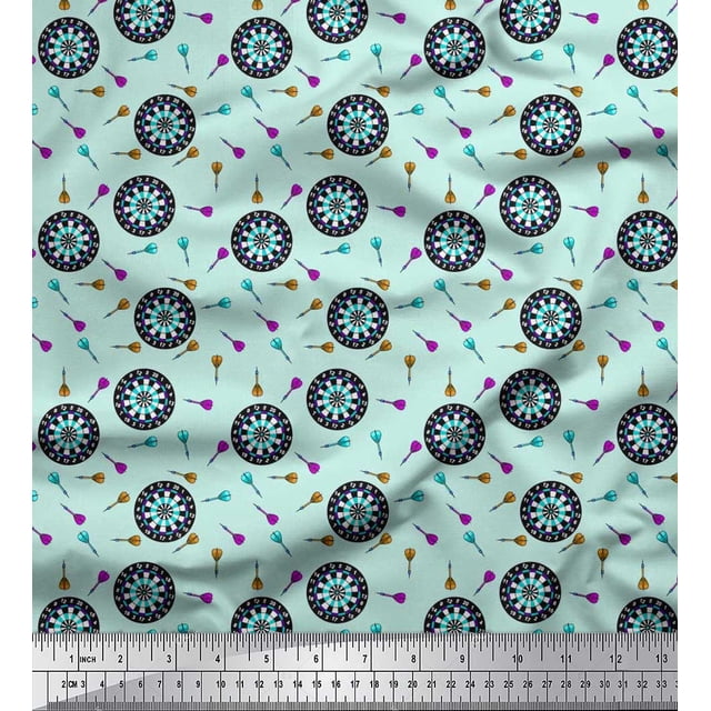 Soimoi Rayon Fabric Dart Board Sports Print Fabric by The Yard 56 Inch Wide