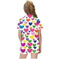 thumbnail image 4 of Auroural Kids Pajama Sets Girls Button Front Pajama Top & Shorts Set, Heart Shaped Print， 2-Piece, Sizes 2-14 & Plus, 4 of 6