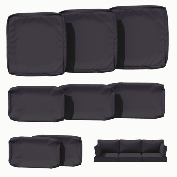 Kimunuk 8 Pcs Outdoor Cushion Covers for Patio Furniture, Washable Outdoor Cushion Slipcovers Replacement with Zipper for 3 Seat Rattan Sofa, Grey