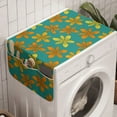 thumbnail image 1 of Flower Washing Machine Organizer, Botanical Theme Lilies Pattern in Floral Design Orange Yellow Tones, Anti-slip Fabric Top Cover for Washer and Dryer, Dark Seafoam and Multicolor, by Ambesonne, 1 of 1