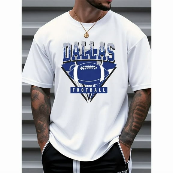 100% cotton tshirts men tee Men's Dallas Football Graphic T-Shirt - 100% Cotton Breathable Loose Fit Short Sleeve Tee with Sporty Print
