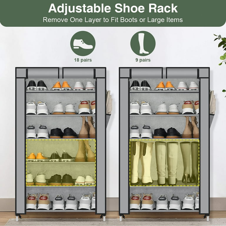 Multi-Layer Assembled Shoe Rack Dust-proof Storage Shoe Cabinet Home Shoe Stand Dormitory Simple Storage Shelf Organizer Holder, Gray