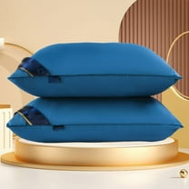 EazyTech Hotel-Grade Pillow Queen Size for Back Side Stomach Sleepers - Down Alternative Soft Supportive Bed Pillow with Cotton Cover 20x30in Blue