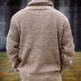 thumbnail image 5 of TFEOQRY Men's Drawstring Collar Sweater Textured Knit Long Sleeve Casual Pullover Fall Winter Warm Top with Pocket Brown, 5 of 5