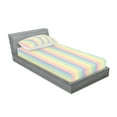 thumbnail image 2 of Ambesonne Pinstripe Fitted Sheet & Pillow Sham Set, Blended Soft Pastel Color, Twin, Multicolor, 2 of 2