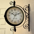 thumbnail image 1 of Reloj de arte de hierro, reloj retro de doble cara para el hogar con arte de hierro, decoración de reloj, diseño exquisito, 1 of 10