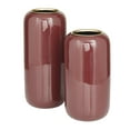 thumbnail image 6 of DecMode 13", 11"H Red Metal Vase, Set of 2, 6 of 8