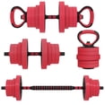 thumbnail image 1 of Soozier Ensemble d'Haltères Réglables 4-en-1 de 88 Lb, Barre, Kettlebell, Support pour Pompes, Rouge, 1 of 7
