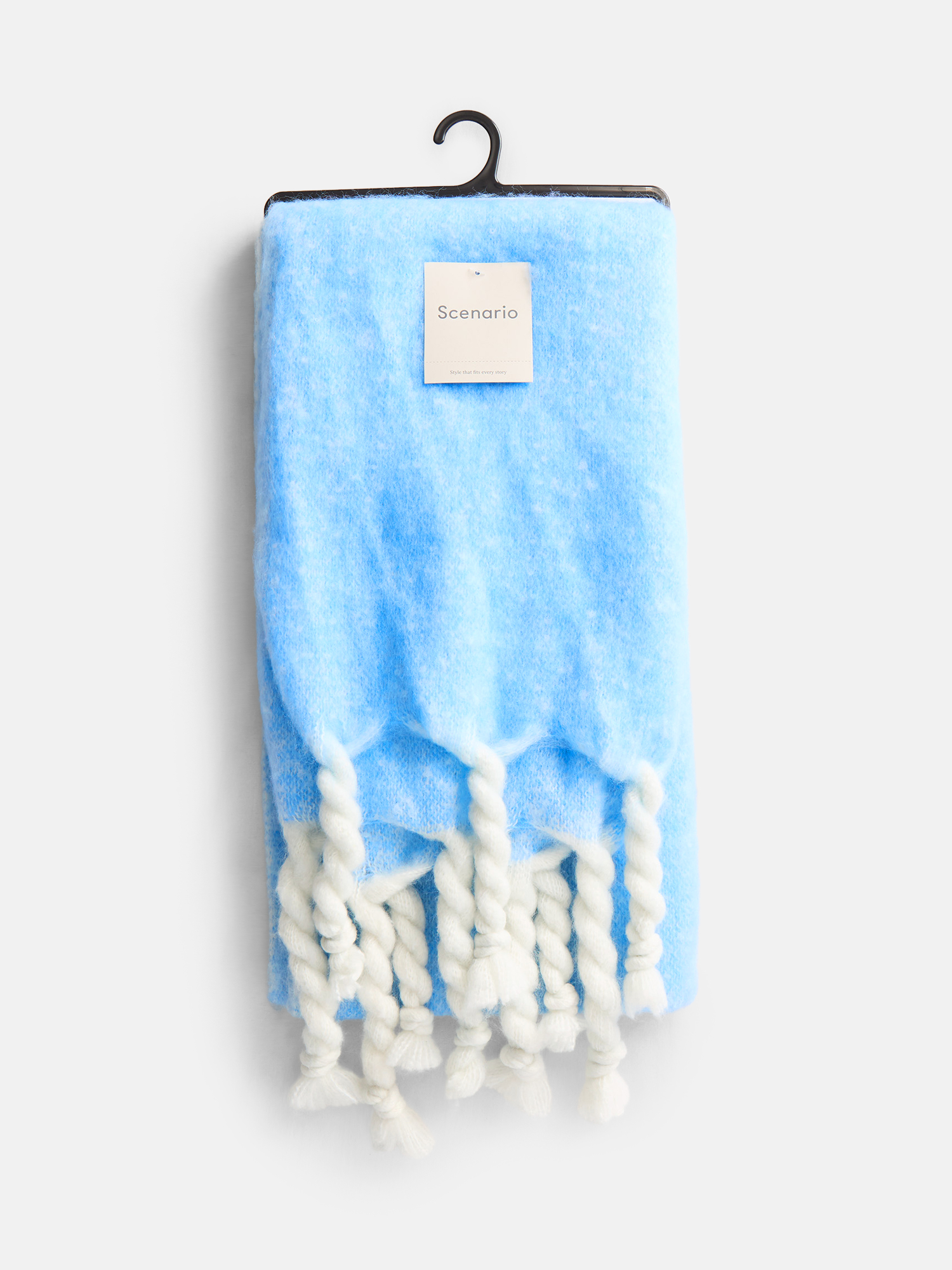 Scenario Women's Blanket Scarf with Braided Fringe Trim