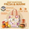 thumbnail image 5 of Pioneer Flower Floral Print Pattern Insulated Lunch Bag for Women & Adults,Large Portable Soft Cooler Lunch Bag,Thermal Food Storage Tote with Pearl Cotton,8.66L,8.75x5.75x9.5 Inch, 5 of 6