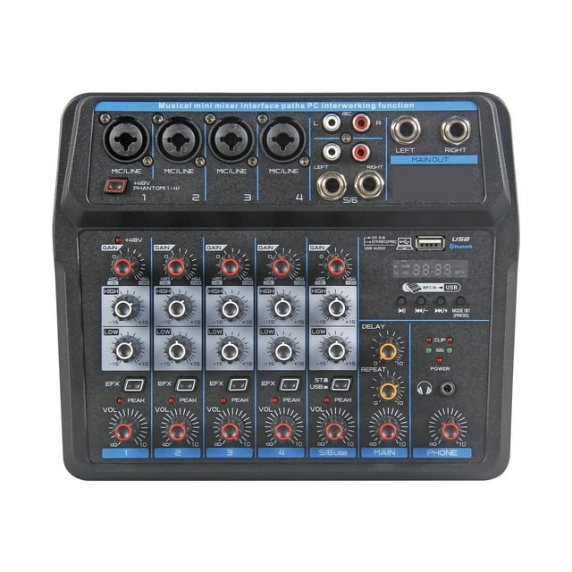 Aduio Mixer DJ Console With Bluetooth Sound Card For PC Recording Microphone Instrument Mixing Interface ,Smart Fader