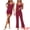Red, variant on DARING DIVA Women's Pajama Sets Ribbed Knit Lace Tank Shorts Pants Sleepwear XS Pink