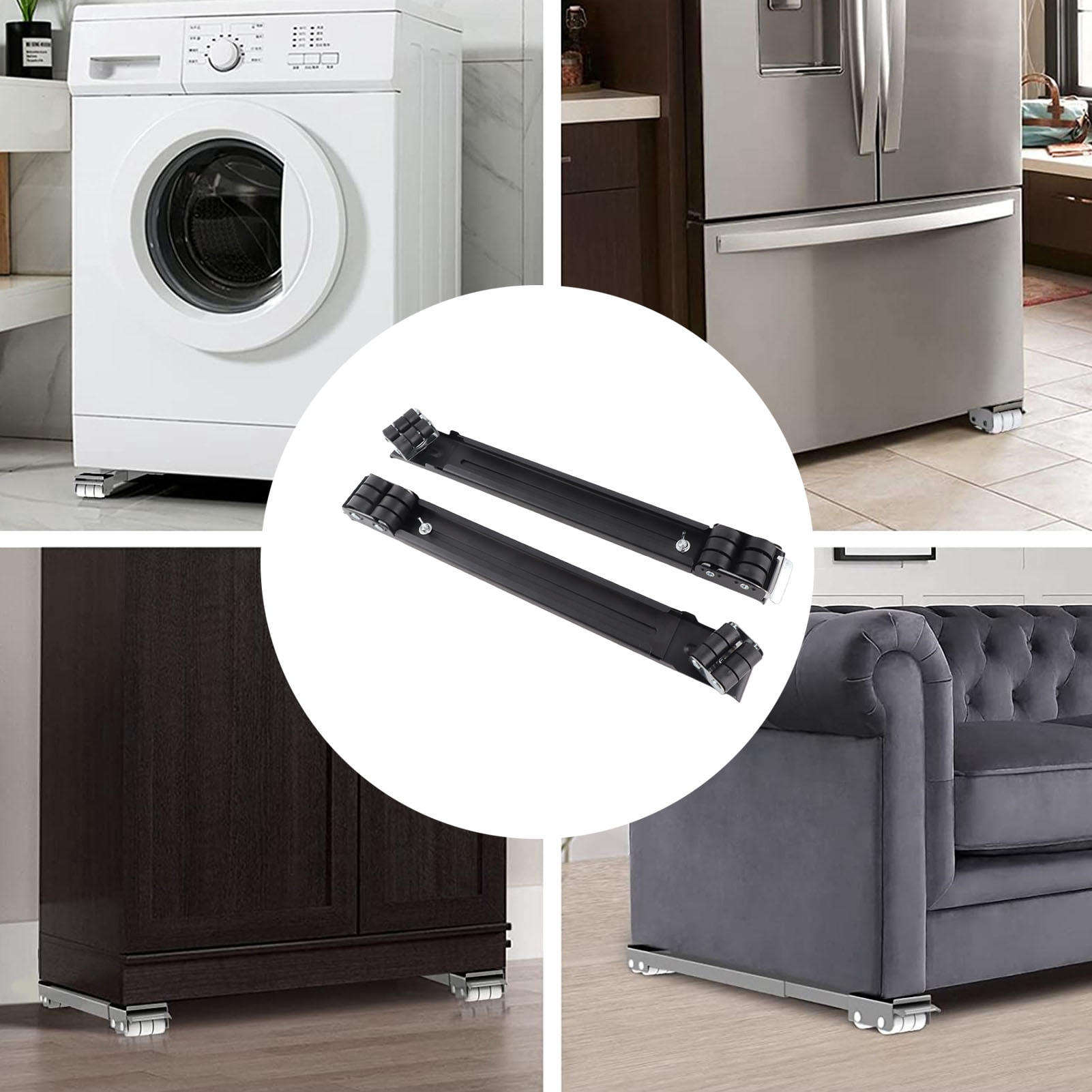 NFTIGB Extensible Appliance Roller 661 LBS Load Bearing Universal Wheel Base for Washing Machines Refrigerators Dryers Dishwashers Heavy Objects Black (17.7-27.6 in / 45-70 cm)