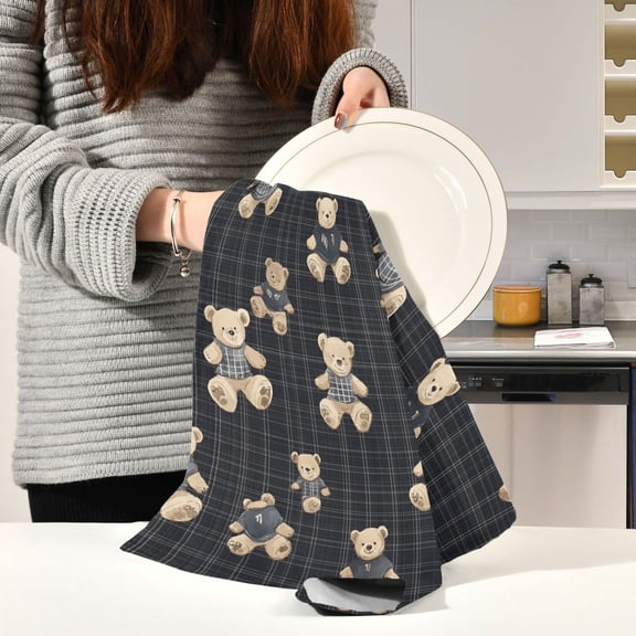 BZSMCE Kitchen Towels Creative Hoodie Bears Printing Pattern Durable Kitchen Towel