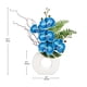 thumbnail image 2 of Flores artificiales de seda azul con forma de orquídea, 41 cm, con jarrón de cerámica, 2 of 5