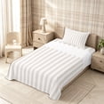 thumbnail image 3 of Meiyoeat Modern Pinstripe Twin Sheets 3pcs, Simple Straight Line Bedding, Beige White,1 Fitted Sheet, 1 Flat Sheet and 1 Pillowcase, 3 of 6