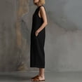 thumbnail image 6 of Guluxicc Women's Linen Capri Jumpsuit Crewneck Sleeveless Button down Loose Wide Leg Jumpsuits Summer Casual Beach Vacation Outfits, 6 of 6