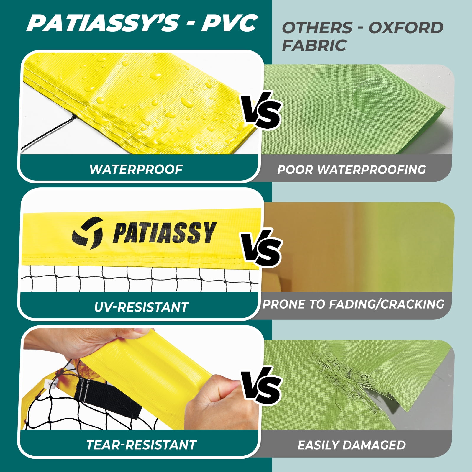 Patiassy Badminton Set with Grip Handle Portable Net 4 Rackets, Shuttlecocks, and Carrying Bag