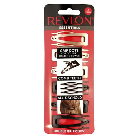 (2 Pack) Revlon Neutral Double Grip Hair Clips, 6 (Best Hair Clips For Thick Curly Hair)