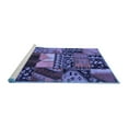 thumbnail image 2 of Ahgly Company Machine Washable Indoor Round Patchwork Blue Transitional Area Rugs, 4' Round, 2 of 4