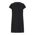 thumbnail image 4 of CHGBMOK Women's Plus Size Midi Dress Linen Blend Short Sleeve Tunic Dress Pleated Hem Comfy Casual Wear for Summer Beach Vacation, 4 of 8