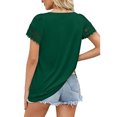 thumbnail image 4 of Blusa informal holgada de manga corta con ribete de encaje verde oscuro para mujer XXL, 4 of 6