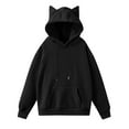 thumbnail image 5 of Stichou Women's Long Sleeve Drawstring Cat Ear Pullover Hoodie Sweatshirt Top Fall Winter Fashion Outfits Black 2XL, 5 of 6