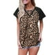 thumbnail image 1 of Blusa sexy de manga corta con cuello en V y estampado de leopardo para mujer Camisetas sin mangas de moda Pompotops  hkajfhjk470150, 1 of 8