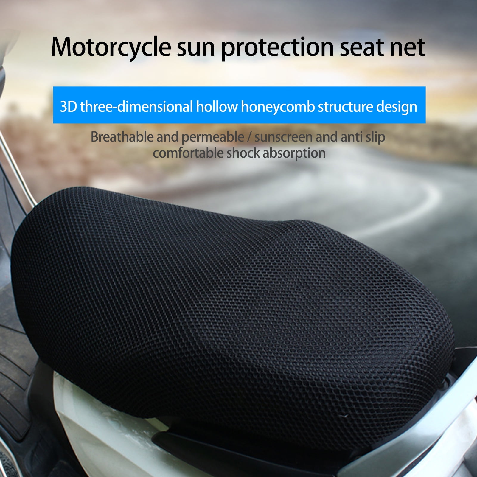 Black XL Size Motorcycle Seat Cushion Cover Waterproof Anti-sun