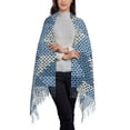 thumbnail image 2 of Xecao Cozy Knitted Blue Chevron Pattern Womens Winter Scarf Fall Scarf Oversized Large Scarf for Women Warm Shawl Wrap, 2 of 8