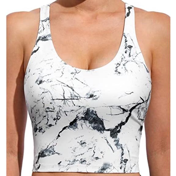 Lilgiuy Women Removable Padded Tank Tops Women Sleeveless Casual Printing Vest Chest Pad Movement Short Tank Tops