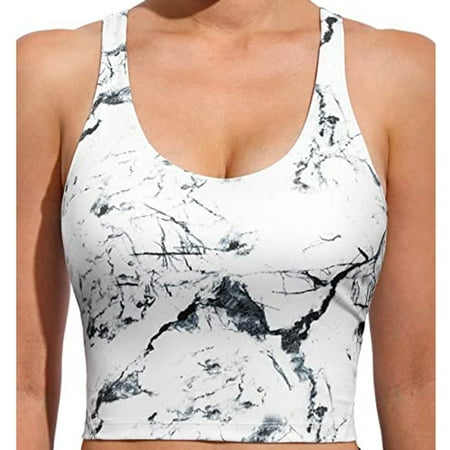 

Leutsin Sleeveless Fitness Workout Running Crop Tops Women Sleeveless Casual Printing Vest Chest Pad Movement Short Tank Tops