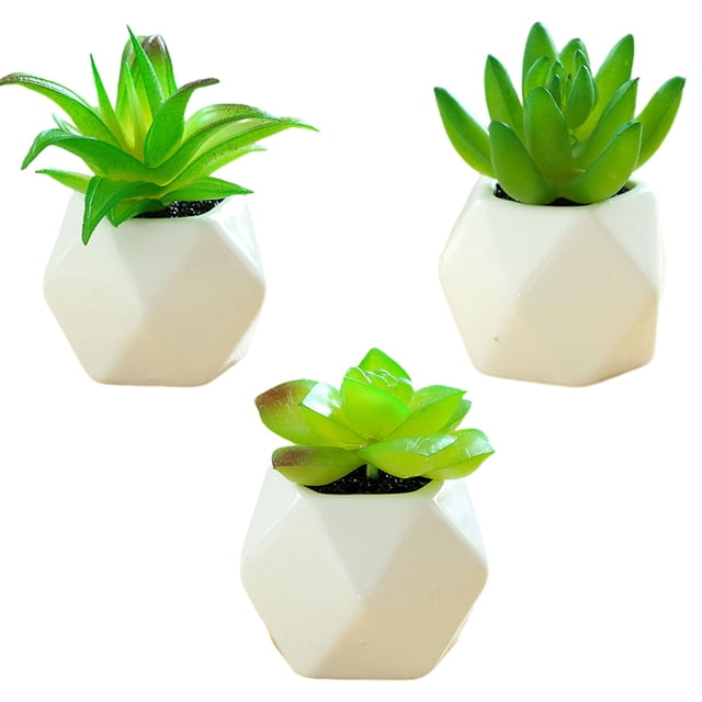 3 uds mini suculentas en macetas pequeños adornos creativos de moda flores artificiales y plantas verdes