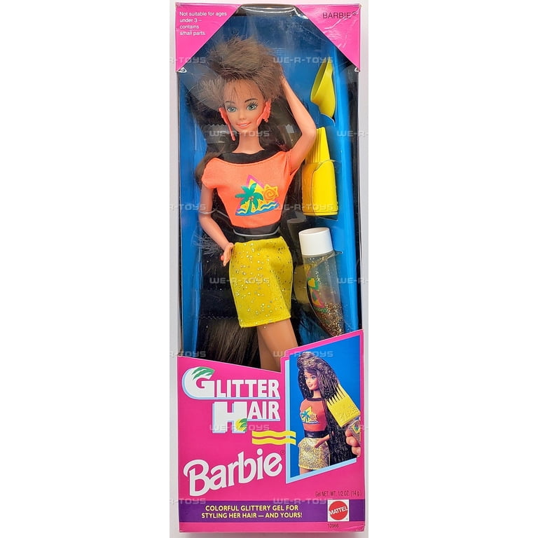 Glitter Hair Barbie Doll Brunette 1993 Mattel 10966 - Walmart.com