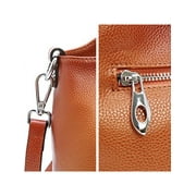 LUXUR Ladies Leather Top Handle Handbag Women Classic Satchel Crossbody Bags Purse Daily Portable Detachable Tote Brown