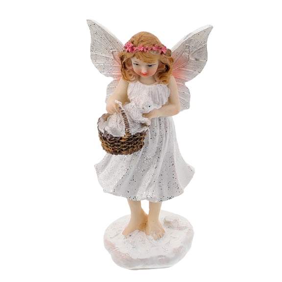TEHAUX Charming White Resin Flower Fairy Figurine for Tabletop and Living Room