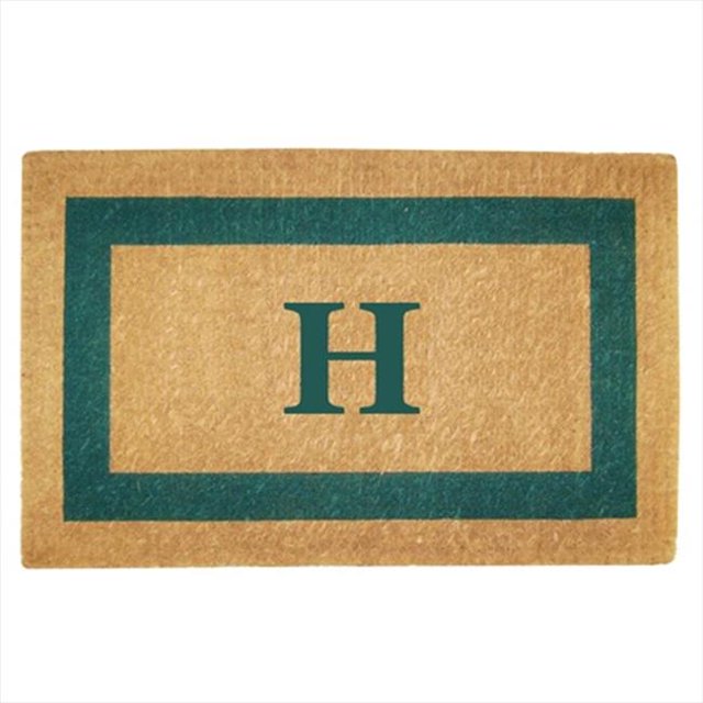 Nedia Home 02026H Single Picture - Green Frame 22 x 36 In. Heavy Duty Coir Doormat - Monogrammed H