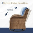 thumbnail image 6 of Gymojoy 2 Pieces Outdoor Patio Wicker Swivel Glider Rocker Chair with High Back Deep Seat, Navy Cushion, 6 of 9