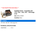 thumbnail image 2 of Headlight Switch - Compatible with 1979, 1984 - 1985, 1987 - 1989 Dodge D100 1988, 2 of 2