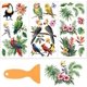 thumbnail image 1 of Juego de 3 calcomanías de loros para muebles y manualidades (15 x 30 cm). Diseño de plantas tropicales. Incluye 1 espátula., 1 of 9