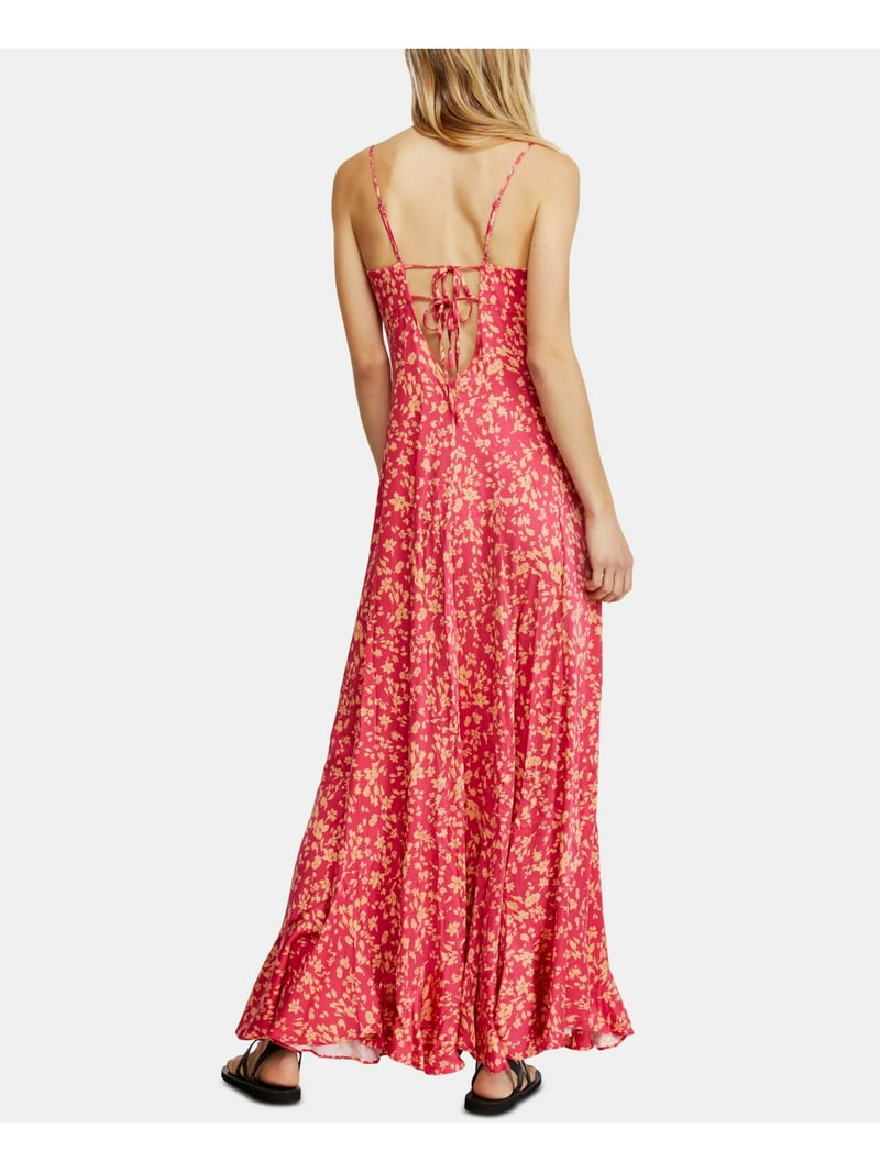FREE PEOPLE Womens Pink Floral Spaghetti Strap Maxi Shift Dress Size: 4 -  Walmart.com