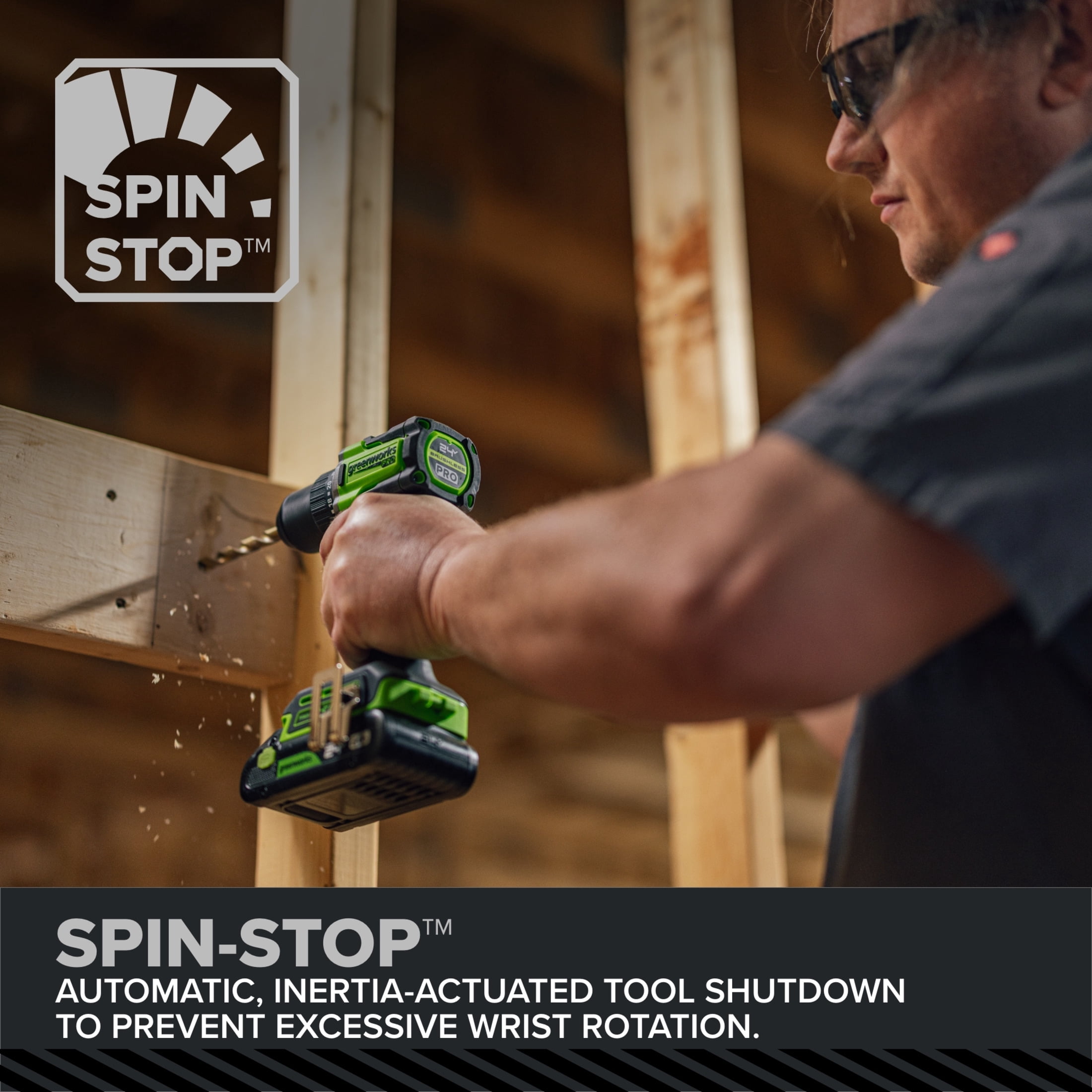 Greenworks Pro PowerAll 24V Brushless 530 lbs Drill/Driver and 2,200 lbs Impact Driver and Battery, CK521A1