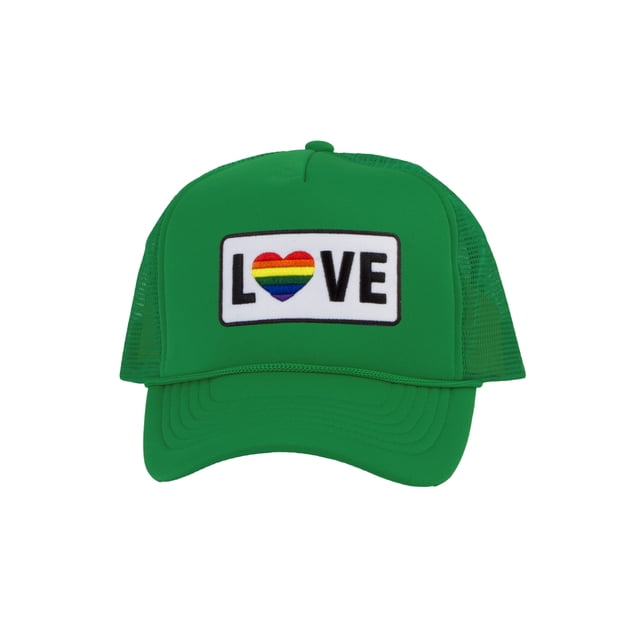 Gravity Threads LGBTQ+ Love Rainbow Heart Patch Trucker Hat - Kelly Green